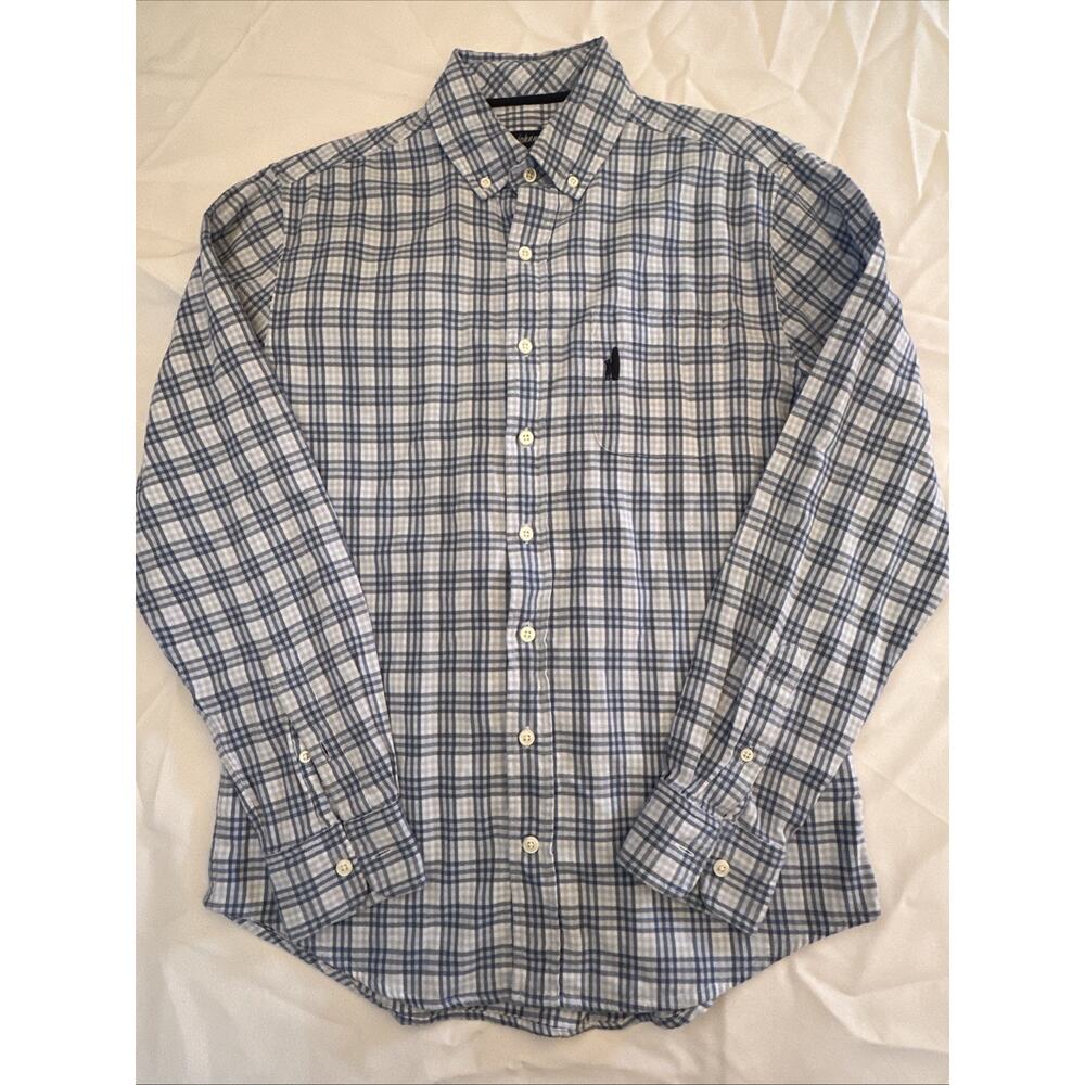 Johnnie-O Shirt Mens Small Blue Check Buffalo Plaid Long Sleeve Cotton